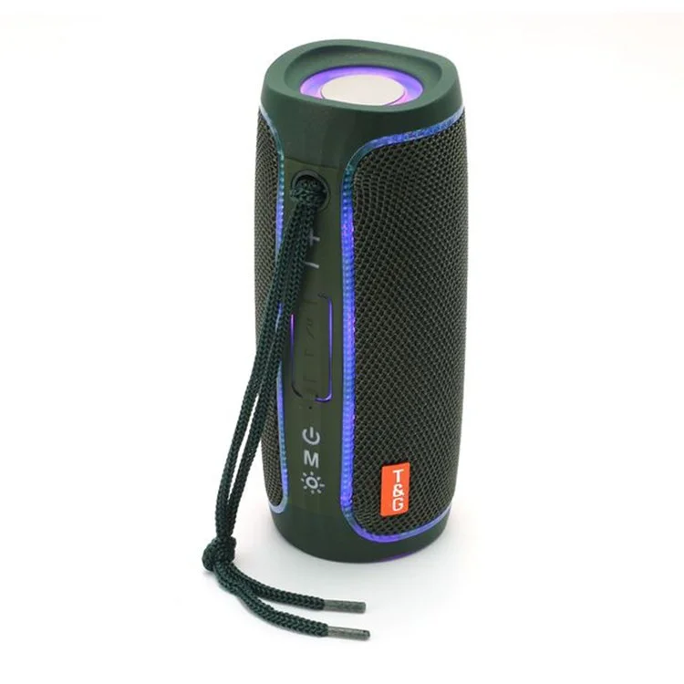 T&G TG288 TWS Soundbar Portable Bluetooth-compatible Speaker Wireless Car HiFi Sound System Subwoofer with LED Light - Black/Blue