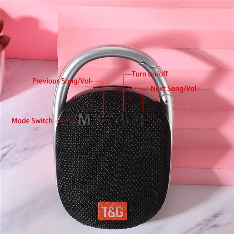 T&G TG321 TWS Portable Wireless Speakers Outdoor Mini Music Box LED Light Subwoofer Loudspeaker Support TF Card - Grey