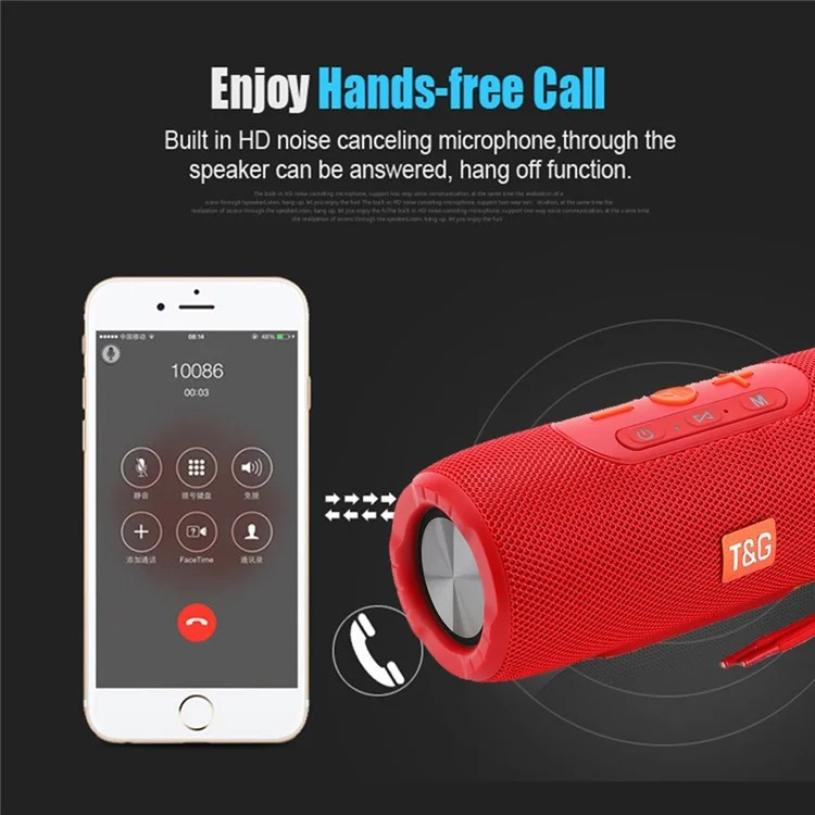 T&G TG341 TWS Soundbar Portable Bluetooth Speaker Wireless Car HiFi Sound System FM Radio Subwoofer - Blue