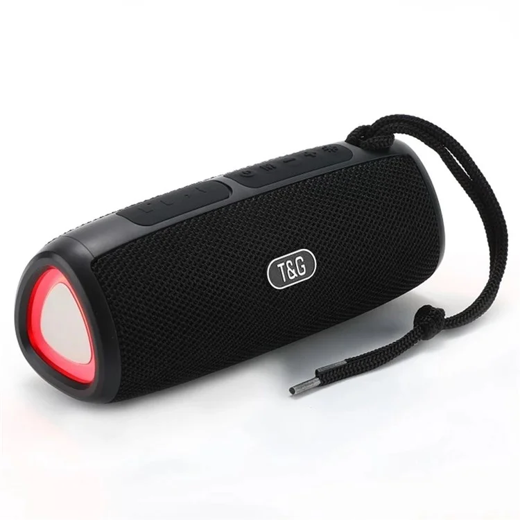 T&G TG344 Portable Bluetooth-compatible Speaker with LED Light TWS Soundbar Wireless Hi-Fi Audio System Subwoofer - Black
