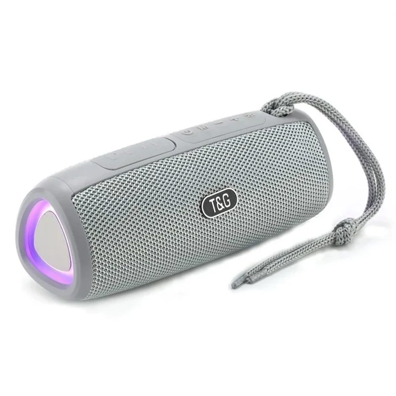 T&G TG344 Portable Bluetooth-compatible Speaker with LED Light TWS Soundbar Wireless Hi-Fi Audio System Subwoofer - Grey
