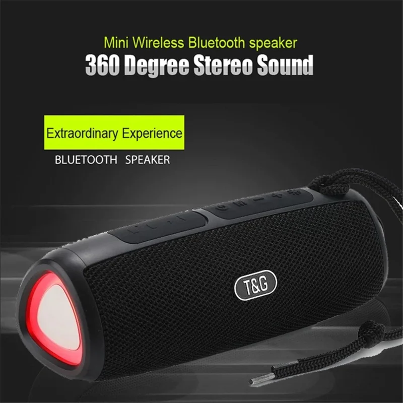 T&G TG344 Portable Bluetooth-compatible Speaker with LED Light TWS Soundbar Wireless Hi-Fi Audio System Subwoofer - Grey