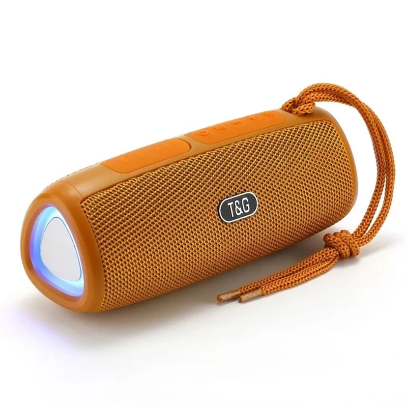 T&G TG344 Portable Bluetooth-compatible Speaker with LED Light TWS Soundbar Wireless Hi-Fi Audio System Subwoofer - Yellow