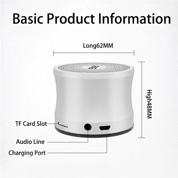 EWA A109 Pro Bluetooth 5.0 Portable TWS Discover Speaker MP3 Музыкалист Subwoofer (с Сертификатом Ce) - Серебряный