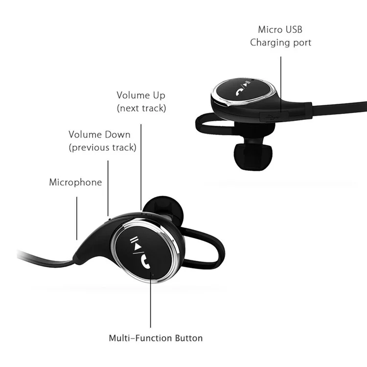 JAD QY8 Wireless Bluetooth 4.1 Headphone Sports Running In-ear Earphone with Mic