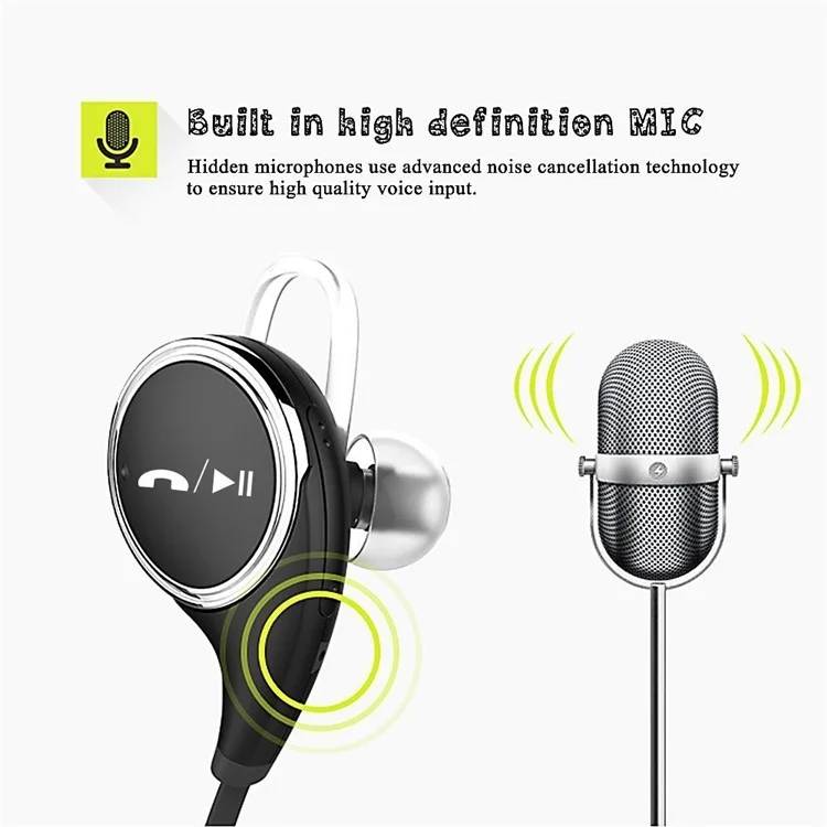 JAD QY8 Wireless Bluetooth 4.1 Headphone Sports Running In-ear Earphone with Mic