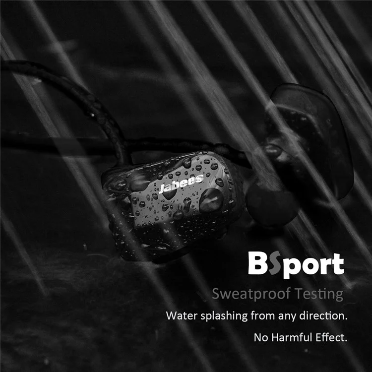 JABEES BSport Ear Hook Bluetooth 4.0 Stereo Headset IPX4 Waterproof Sports Earphone with NFC - Black