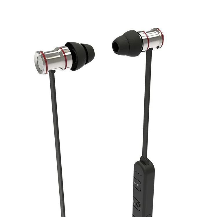 Magnetic Headset Bluetooth V4.0 Sports Earphone with Microphone (BTH-828) - Black / Silver Color