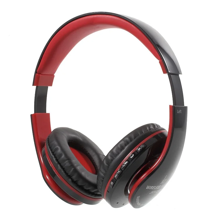 JKR-213B Bluetooth Stereo Over-ear Wireless Headset with Mic Support FM/TF Card - Red