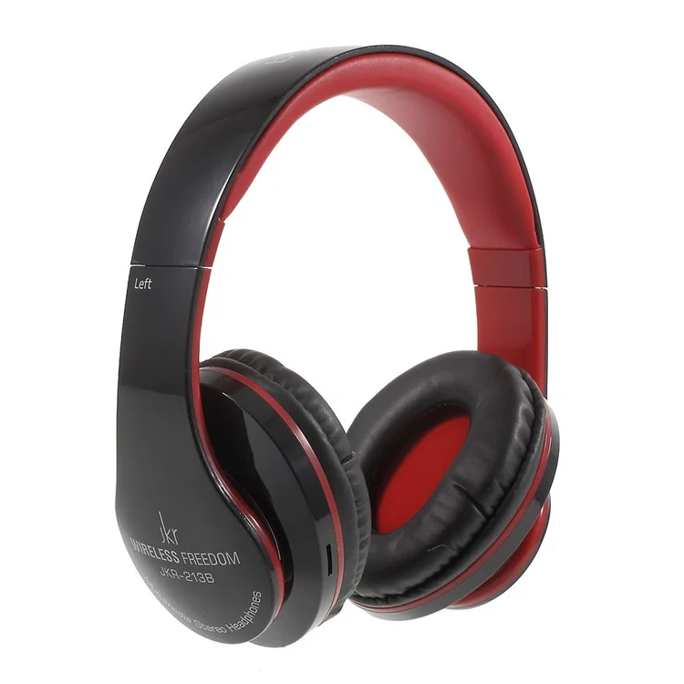 JKR-213B Bluetooth Stereo Over-ear Wireless Headset with Mic Support FM/TF Card - Red