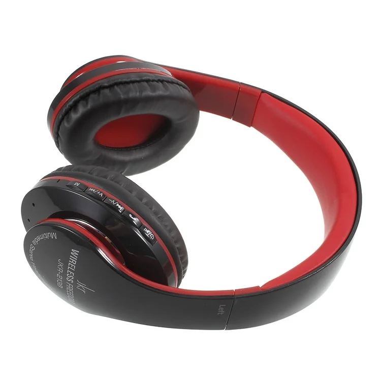 JKR-213B Bluetooth Stereo Over-ear Wireless Headset with Mic Support FM/TF Card - Red