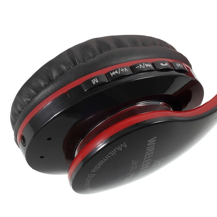 JKR-213B Bluetooth Stereo Over-ear Wireless Headset with Mic Support FM/TF Card - Red