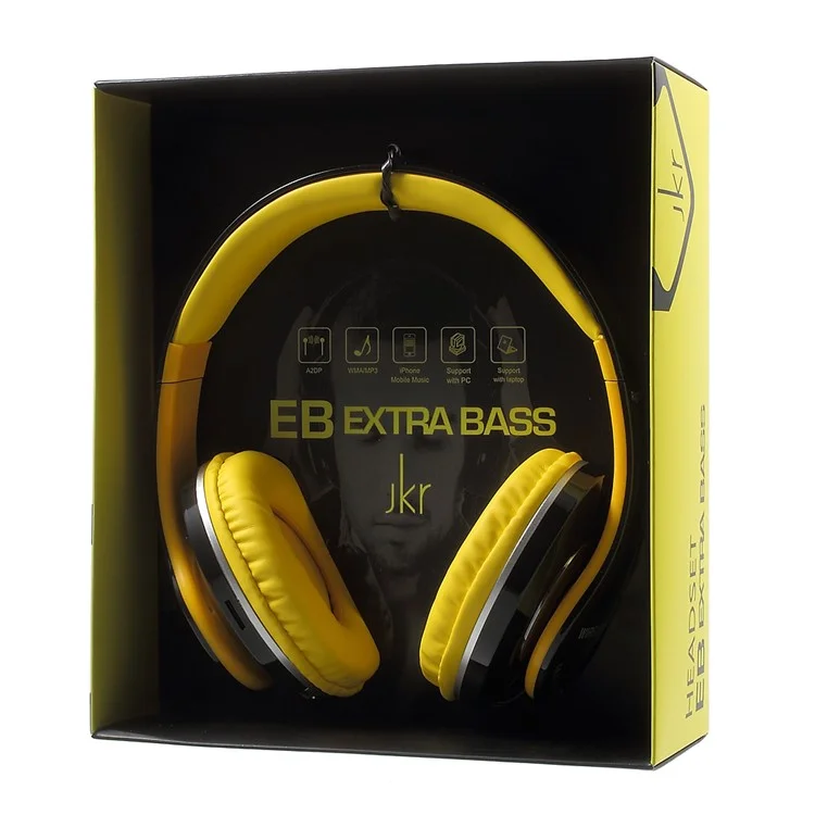 JKR-213B Stretchable Wireless Stereo Over-ear Bluetooth Headphone with Mic - Yellow