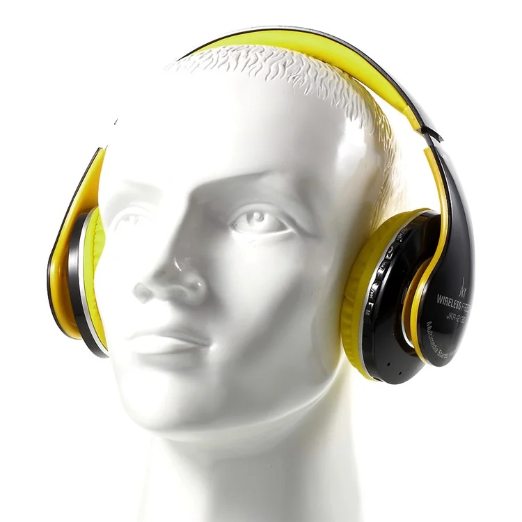 JKR-213B Stretchable Wireless Stereo Over-ear Bluetooth Headphone with Mic - Yellow
