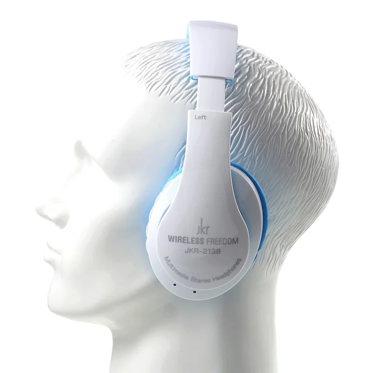 JKR-213B Wireless Bluetooth Over-ear Stereo Headset with Mic Support FM/TF Card - Blue