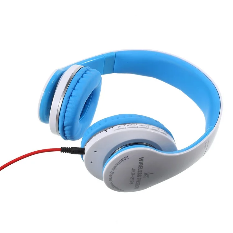 JKR-213B Wireless Bluetooth Over-ear Stereo Headset with Mic Support FM/TF Card - Blue