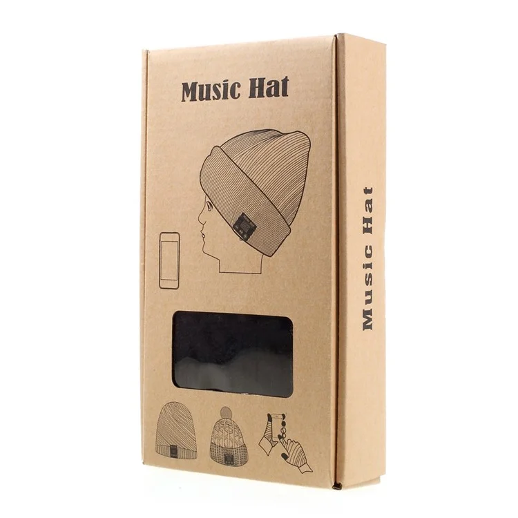 Winter Outdoor Bluetooth 3.0 Wireless Smart Beanie Knit Headphone Speaker Music Hat with Mic - Black