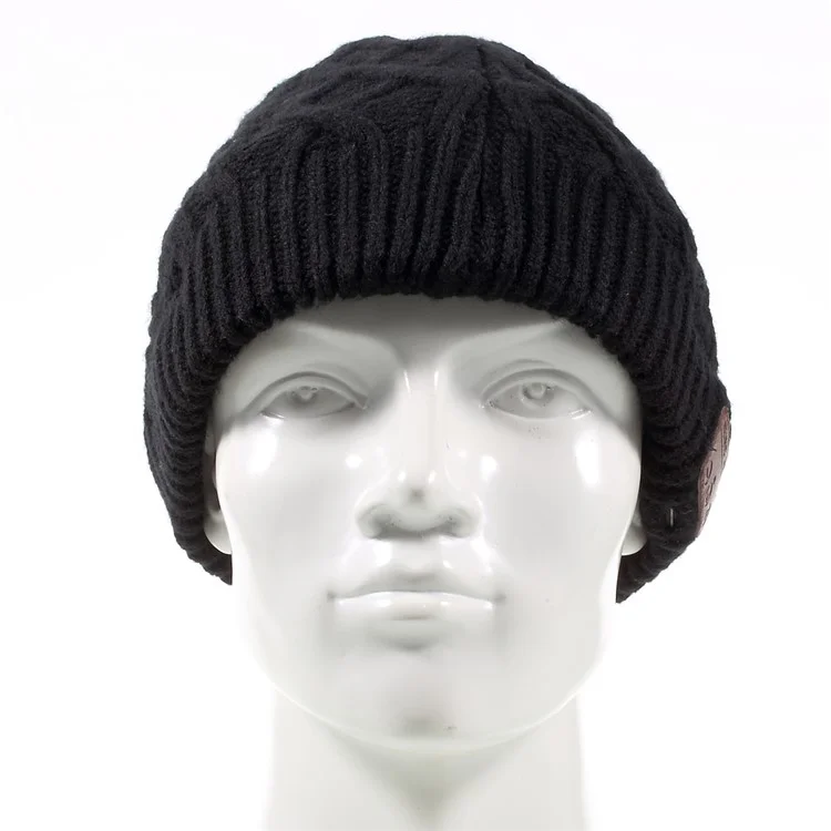 Winter Outdoor Bluetooth 3.0 Wireless Smart Beanie Knit Headphone Speaker Music Hat with Mic - Black