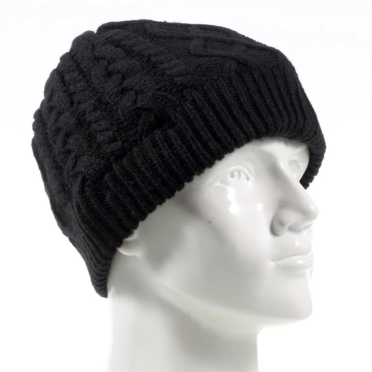 Winter Outdoor Bluetooth 3.0 Wireless Smart Beanie Knit Headphone Speaker Music Hat with Mic - Black