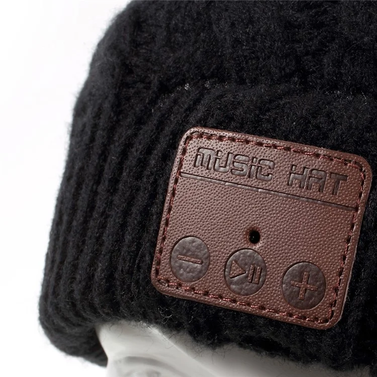 Winter Outdoor Bluetooth 3.0 Wireless Smart Beanie Knit Headphone Speaker Music Hat with Mic - Black