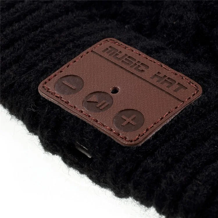 Winter Outdoor Bluetooth 3.0 Wireless Smart Beanie Knit Headphone Speaker Music Hat with Mic - Black