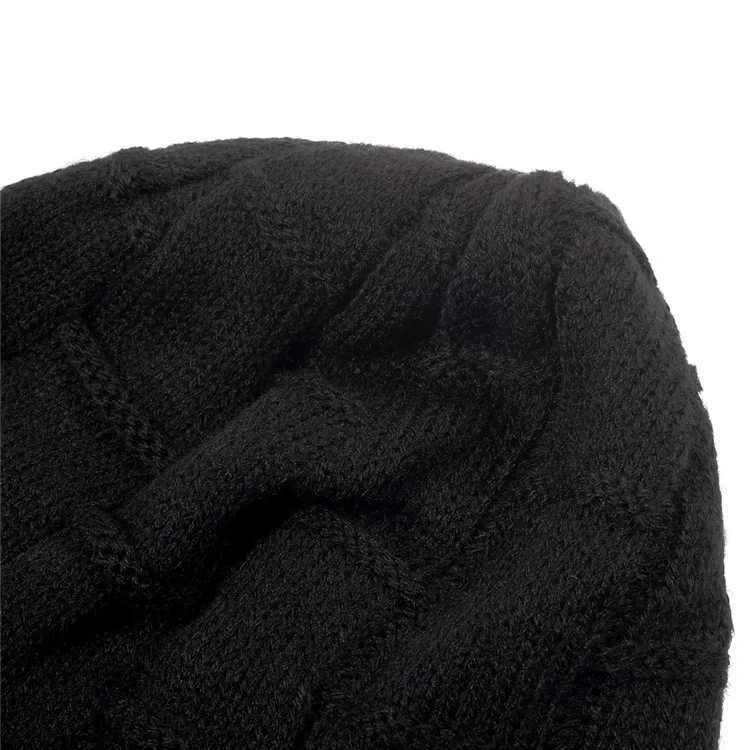 Grid Pattern Knitted Winter Warm Hat Built-in Wireless Bluetooth Headphone & Microphone - Black