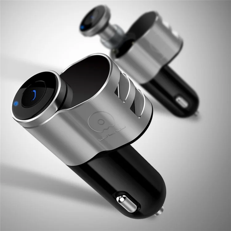 WUW 2 in 1 Car Bluetooth Headset Dual USB Quick Charger Wireless Earphone C12