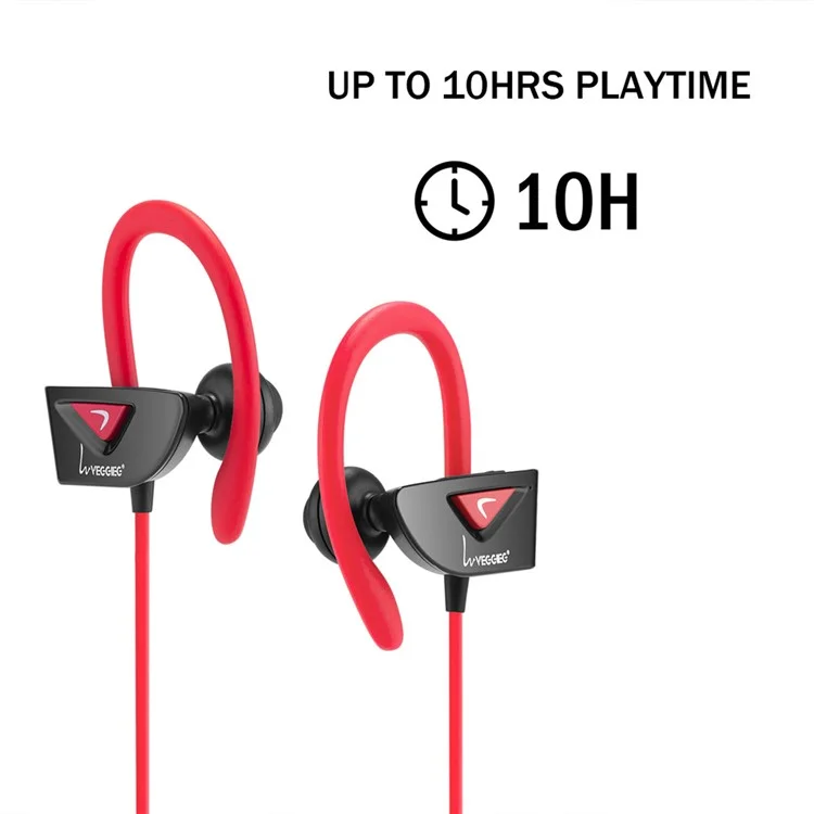 VEGGIEG V8 Wireless Bluetooth Sports Headphone Headset - Red