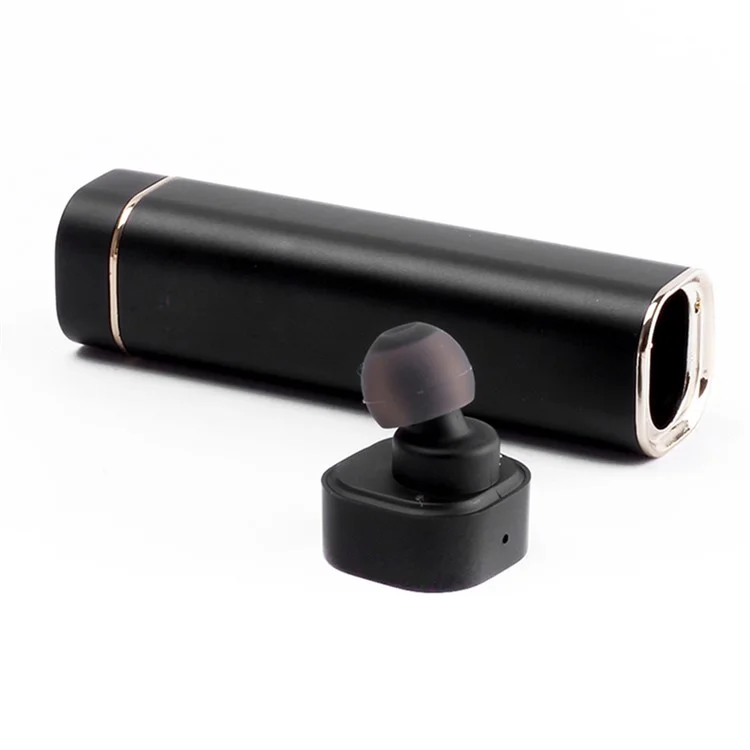 K1 Mini 2-In-1 Single Bluetooth Headset with Mic + USB Power Bank Battery Charger - Black