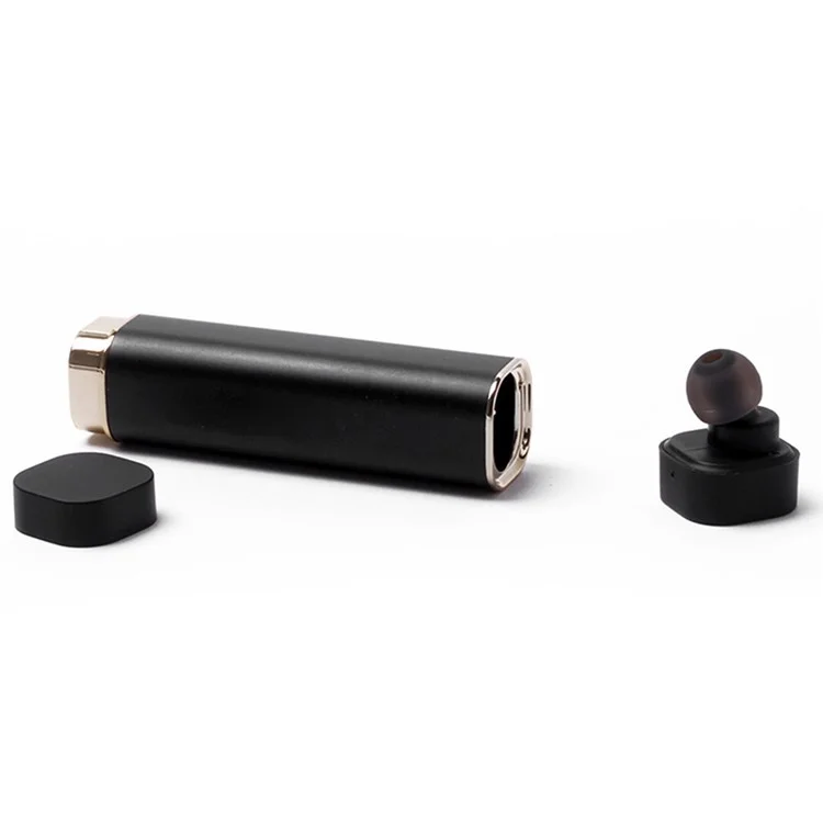 K1 Mini 2-In-1 Single Bluetooth Headset with Mic + USB Power Bank Battery Charger - Black