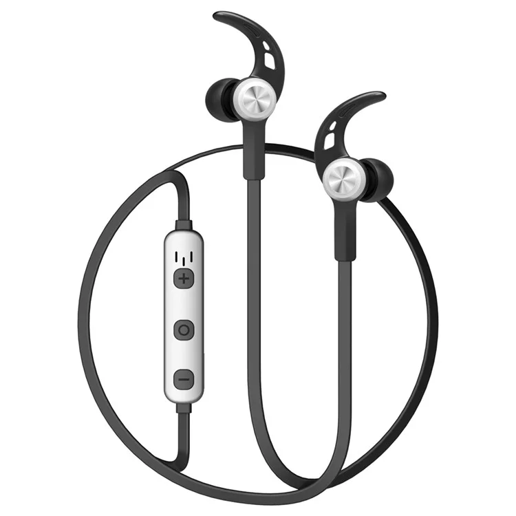 BASEUS B11 Licolor Magnet Bluetooth Earphone with Line-in Control for iPhone Samsung Etc. - Silver Colory Black