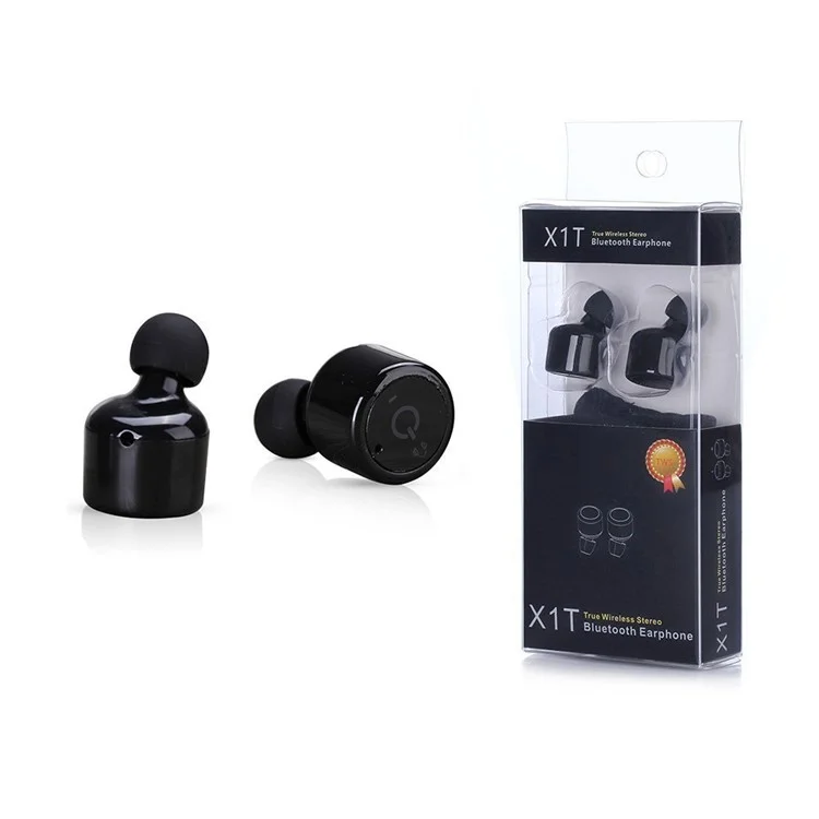 X1T Mini Invisible Earphones Wireless Bluetooth V4.2 Stereo Music In-ear Headset with Mic - Black