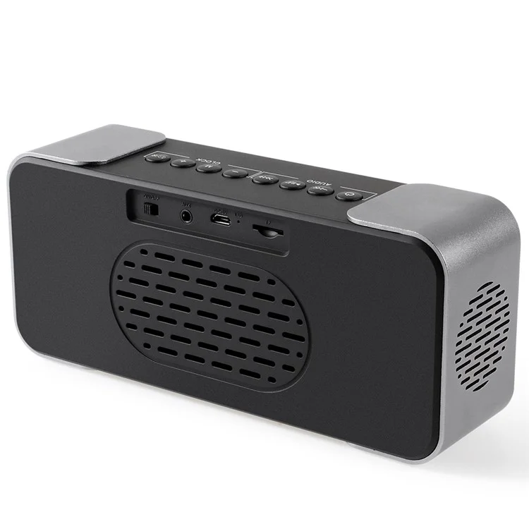 Metal Wireless Bluetooth 4.0 Speaker Large LED Display Clock, Support Aux-in/FM Radio/TF Card (PTH-305) - Silver Color
