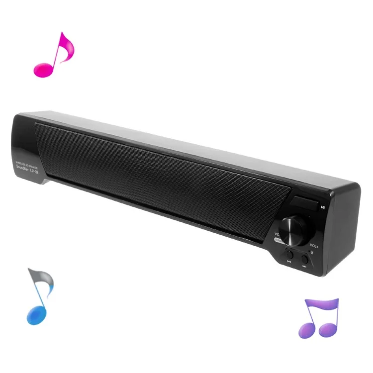 Soundbar LP-09 Wireless Mega Bass Bluetooth Speaker with Mic Support FM/TF Card/U Disk/AUX - Black