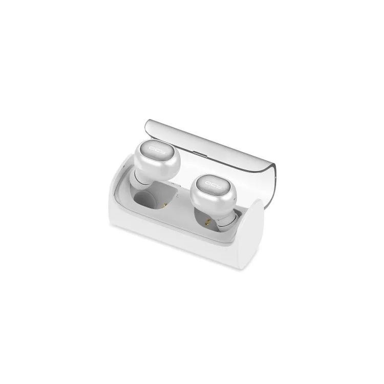 QCY Q29 Dual Mini V4.1 Bluetooth Headset Wireless Earbuds Stereo Voice Noise Canceling with Charging Case - White