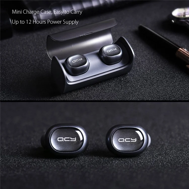 QCY Q29 Dual Mini V4.1 Bluetooth Headset Wireless Earbuds Stereo Voice Noise Canceling with Charging Case - White