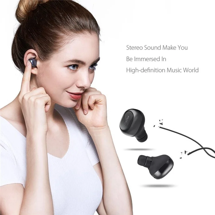 QCY Q29 Dual Mini V4.1 Bluetooth Headset Wireless Earbuds Stereo Voice Noise Canceling with Charging Case - White