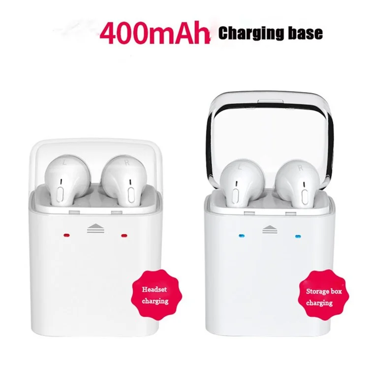 DACOM TWS True Wireless Bluetooth 4.2 Double Earphones + 400mAh Charge Box - White