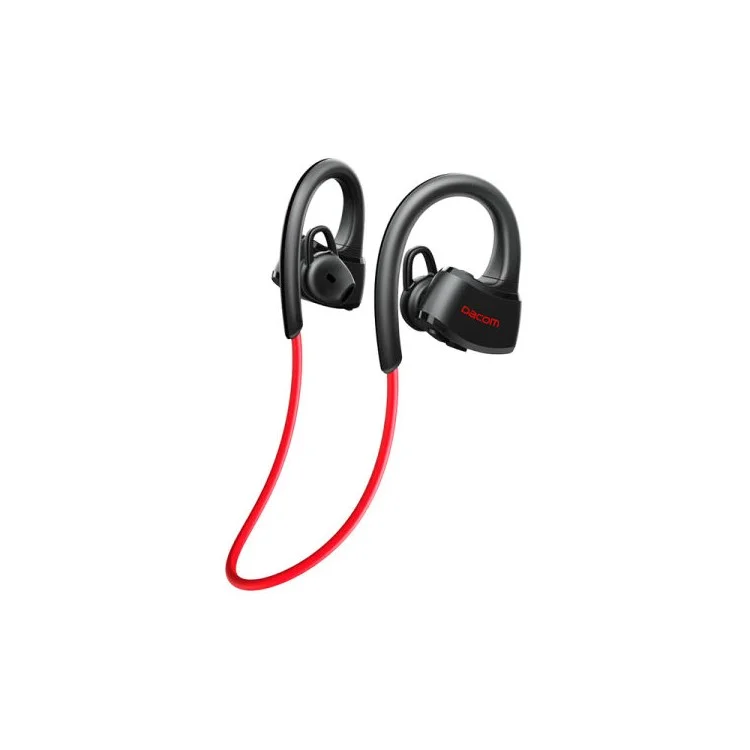 DACOM P10 Bluetooth Headset IPX7 Waterproof Ear Hook Swimming Earphone with Mic - Black / Red
