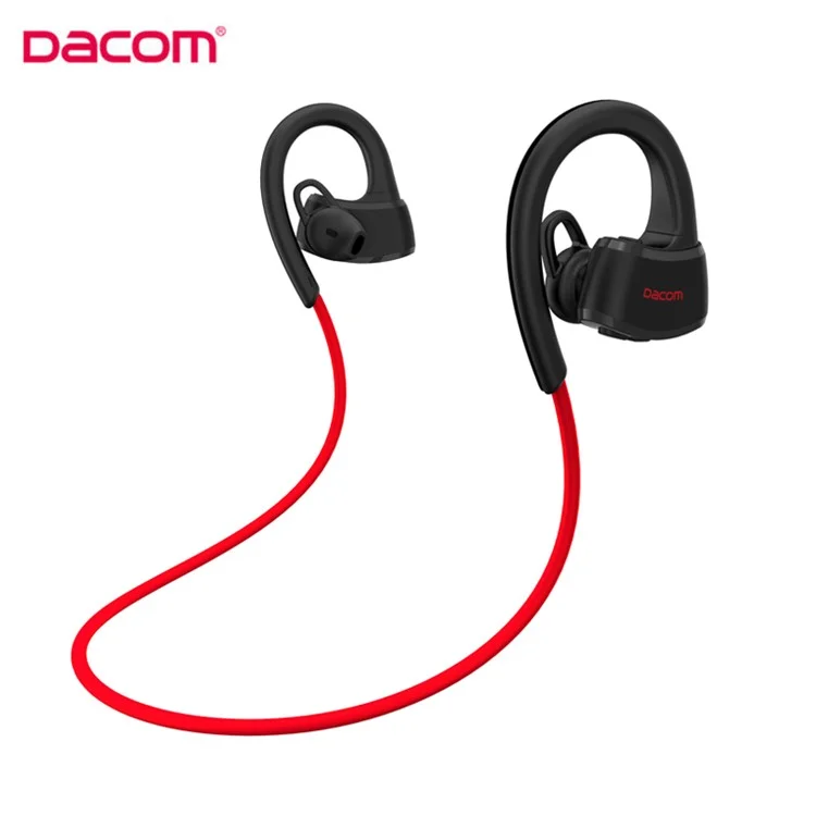 DACOM P10 Bluetooth Headset IPX7 Waterproof Ear Hook Swimming Earphone with Mic - Black / Red