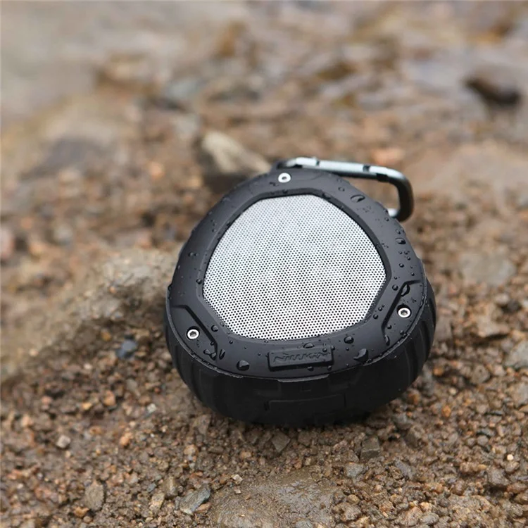 NILLKIN S1 PlayVox Rugged Shockproof and Waterproof Wireless Bluetooth Speaker Support Hands-free Mic / AUX-in - Black