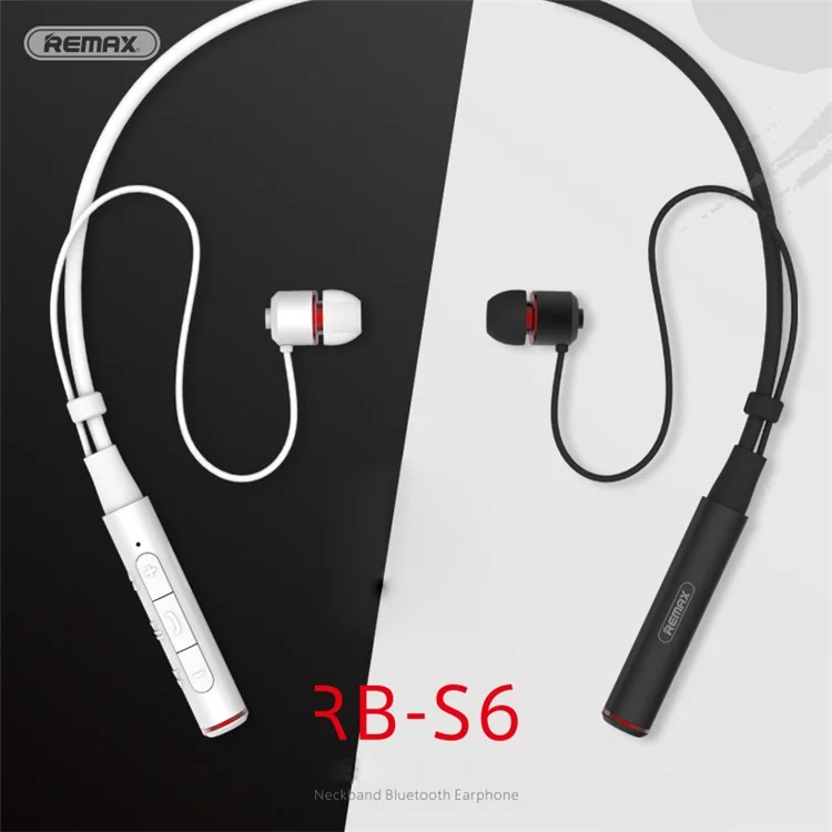 REMAX S6 Magnetic Neckband Sports Bluetooth Headset with Mic Remote Control - Black