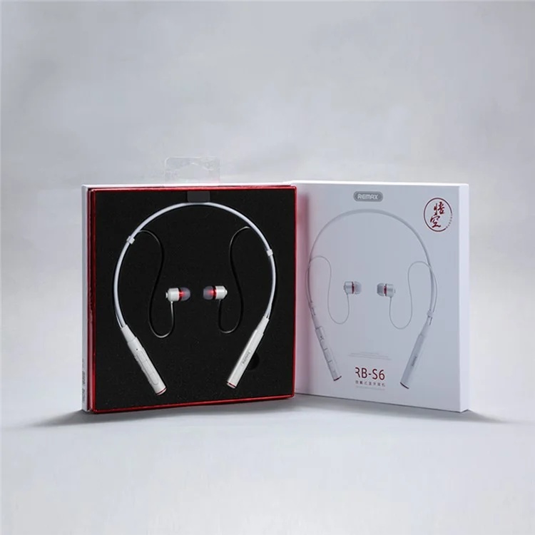REMAX S6 Magnetic Neckband Sports Bluetooth Headset with Mic Remote Control - Black