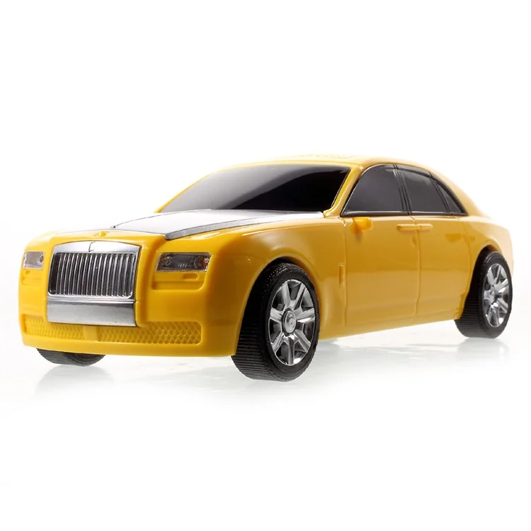 JKR DS-510BT Mini Car Model Bluetooth Stereo Speaker with Mic LED Light Support TF Card/AUX-in - Yellow