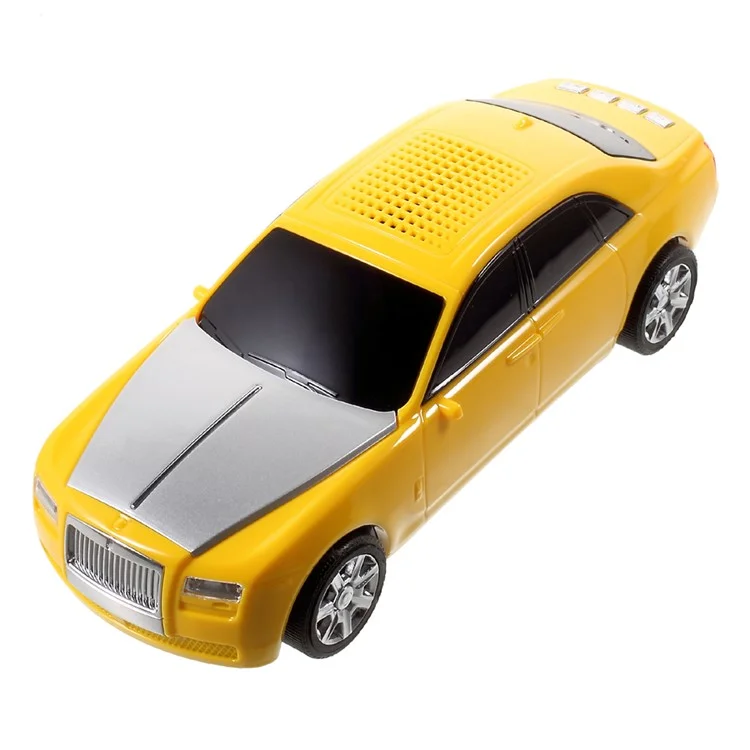 JKR DS-510BT Mini Car Model Bluetooth Stereo Speaker with Mic LED Light Support TF Card/AUX-in - Yellow