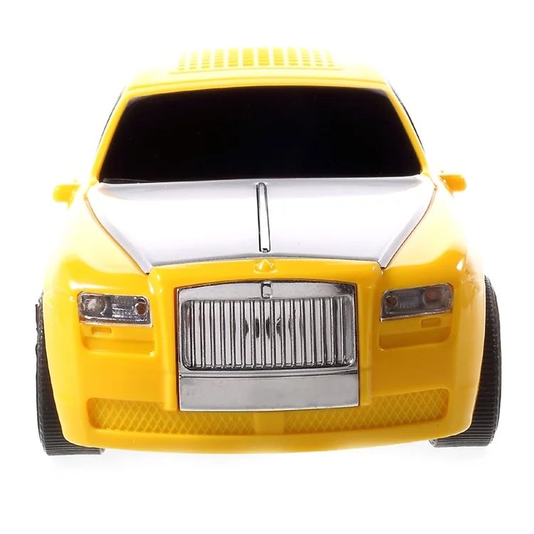 JKR DS-510BT Mini Car Model Bluetooth Stereo Speaker with Mic LED Light Support TF Card/AUX-in - Yellow
