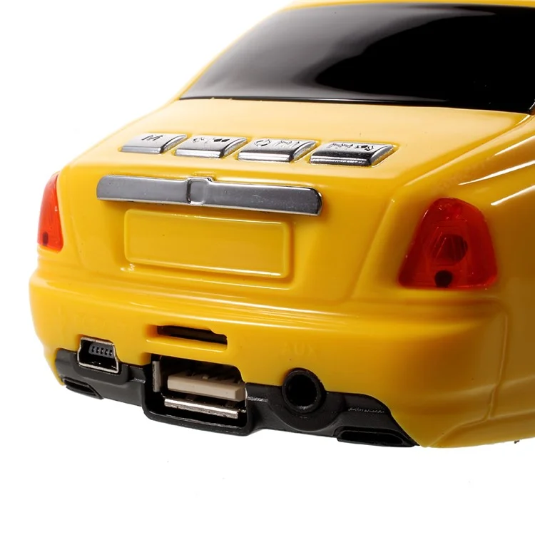 JKR DS-510BT Mini Car Model Bluetooth Stereo Speaker with Mic LED Light Support TF Card/AUX-in - Yellow