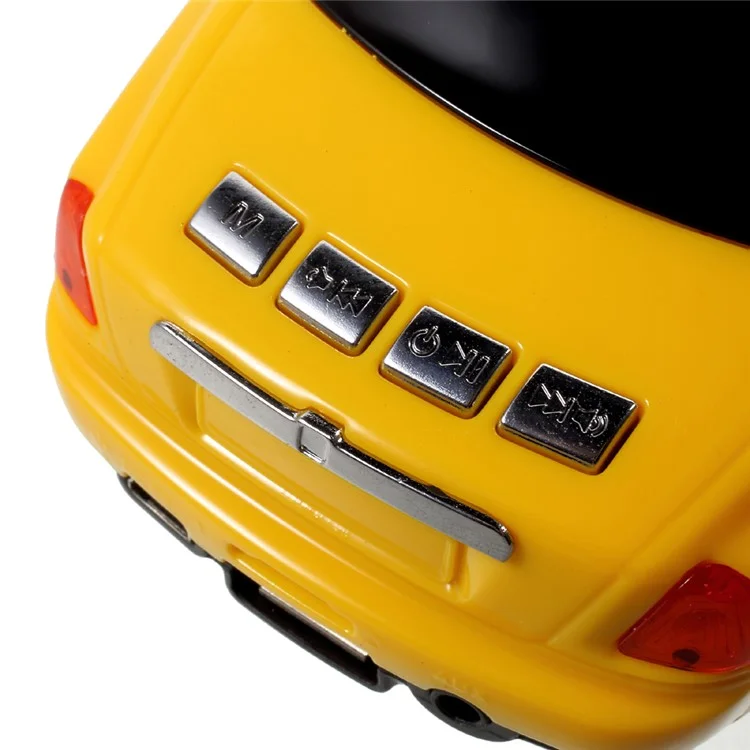 JKR DS-510BT Mini Car Model Bluetooth Stereo Speaker with Mic LED Light Support TF Card/AUX-in - Yellow