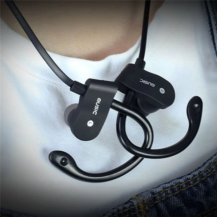 Sports Bluetooth Headset Earhook In-ear Stereo Headphone with Mic (BTH-H5) - Black
