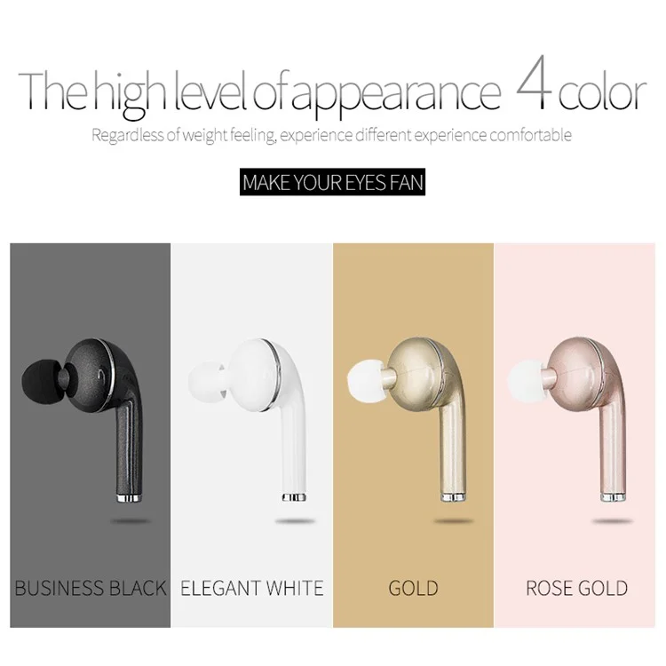 Mini Bluetooth 4.1 Earphone Invisible Stereo Single Headphone with Mic for Samsung S8 etc. - Black